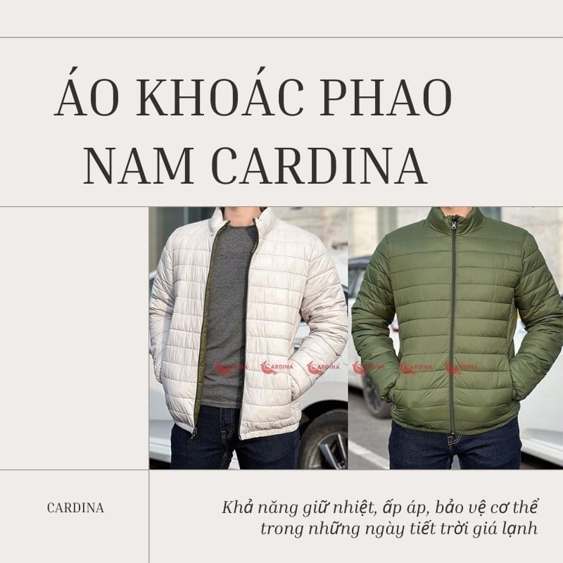 Áo khoác phao nam - Công nghệ lõi bông Nhật - Giữ ấm cardina