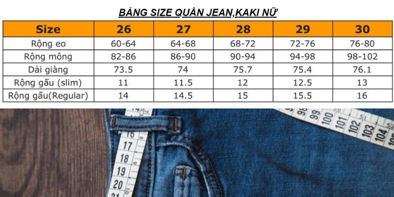 Bảng size quần