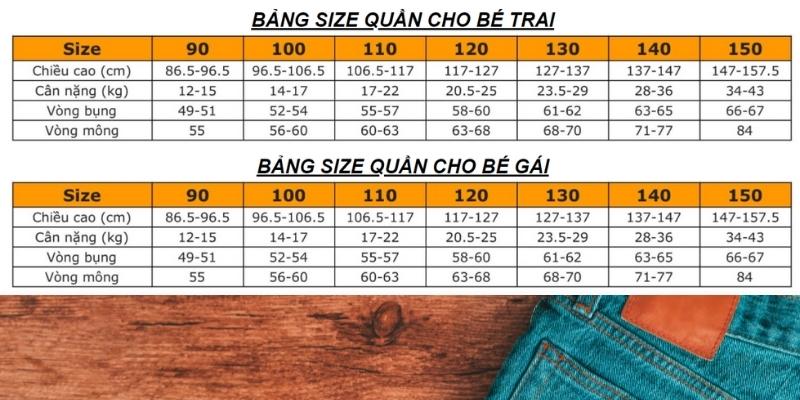 Bảng size quần