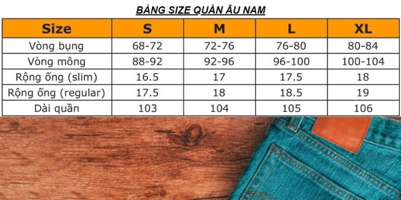 Bảng size quần