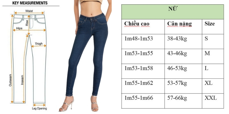 cách chọn size quần jeans nữ