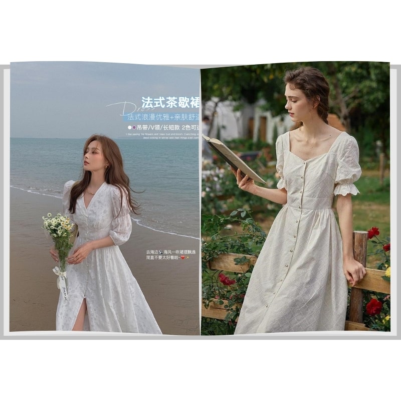 Mùa hè 2019 mới học sinh Hàn Quốc váy dài cổ tích nhỏ tươi trắng mỏng ren  dài đầm xuân nữ váy len dài hàn quốc | Tàu Tốc Hành | Giá