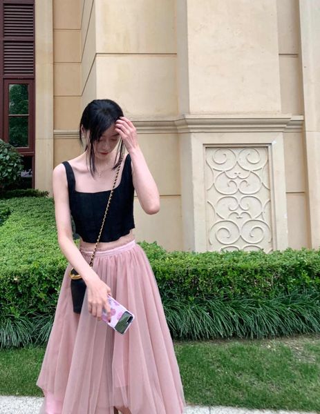 Chân váy ôm dài qua gối màu hồng nhạt 2 lớp xẻ sườn  B26  Shopee Việt Nam