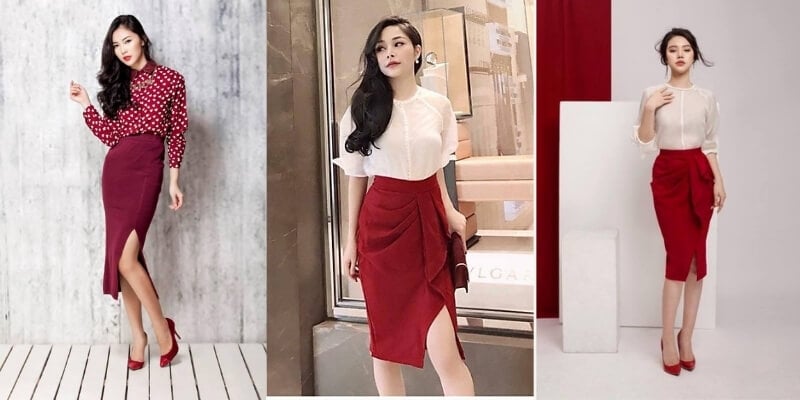2020 Quần áo phụ nữ Pháp mùa xuân mới váy đỏ nữ mùa hè khí chất voan nhỏ váy  đỏ cao - Váy eo cao 🆘 Kho Hàng Tàu | Đặt hàng
