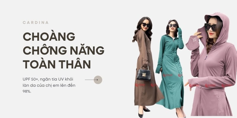 Choàng chống nắng toàn thân Cardina 2 lớp cao cấp