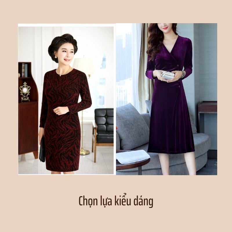 Đầm Nhung Cổ Tròn Tay Dài Dáng Rộng Màu Trơn Thời Trang Thu Đông Cho Phụ Nữ Trung  Niên Size M-4xl 100kg | Shopee Việt Nam
