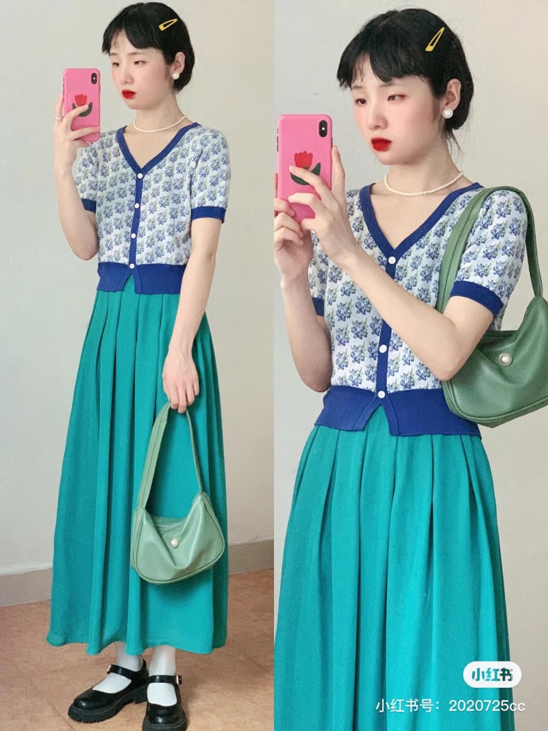 Sumire Store Áo yếm Organza Bích Động - Xanh ngọc | Shopee Việt Nam