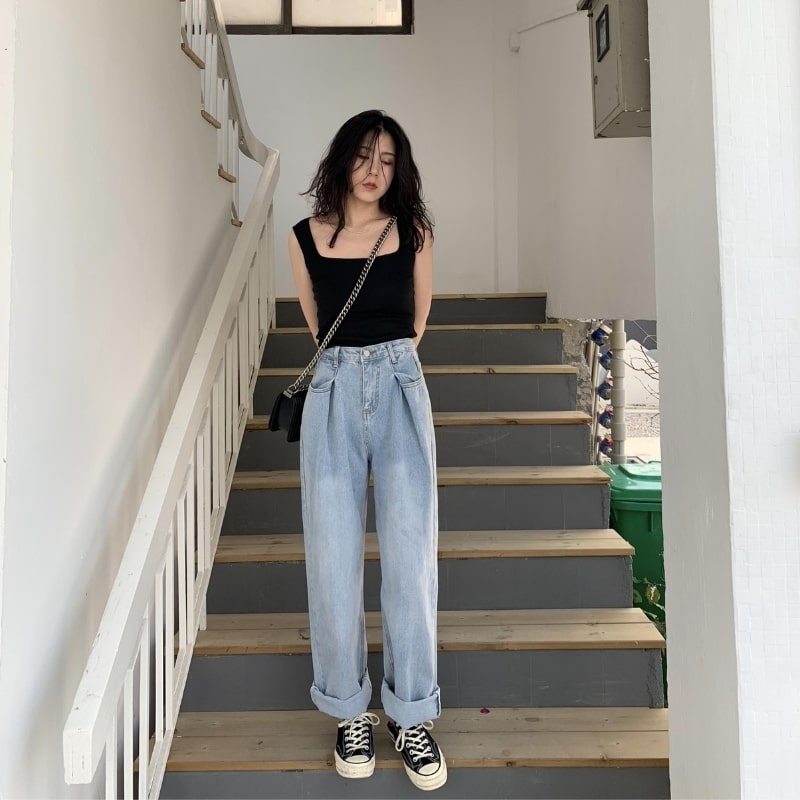 Quần culottes jean - Xu hướng ăn mặc làm 