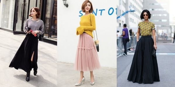 6 cách phối đồ với chân váy dài vintage cân mọi vóc dáng