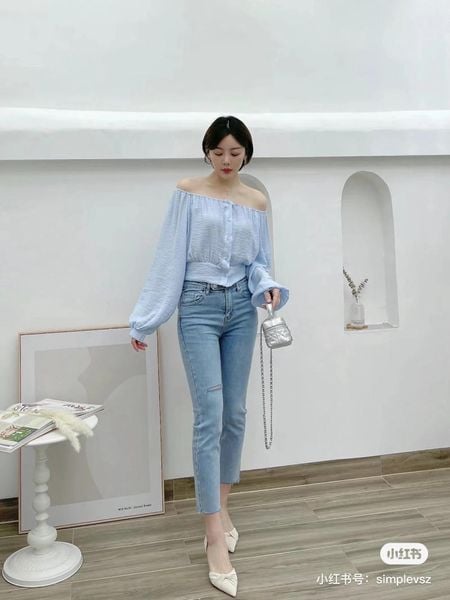 Set Áo Trễ Vai Tay Dài Và Chân Váy Ngắn Vạt Chéo Rose Fashion  MixASale