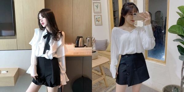 Set bộ áo cổ vest quần giả váy  Thời Trang Hot Girl