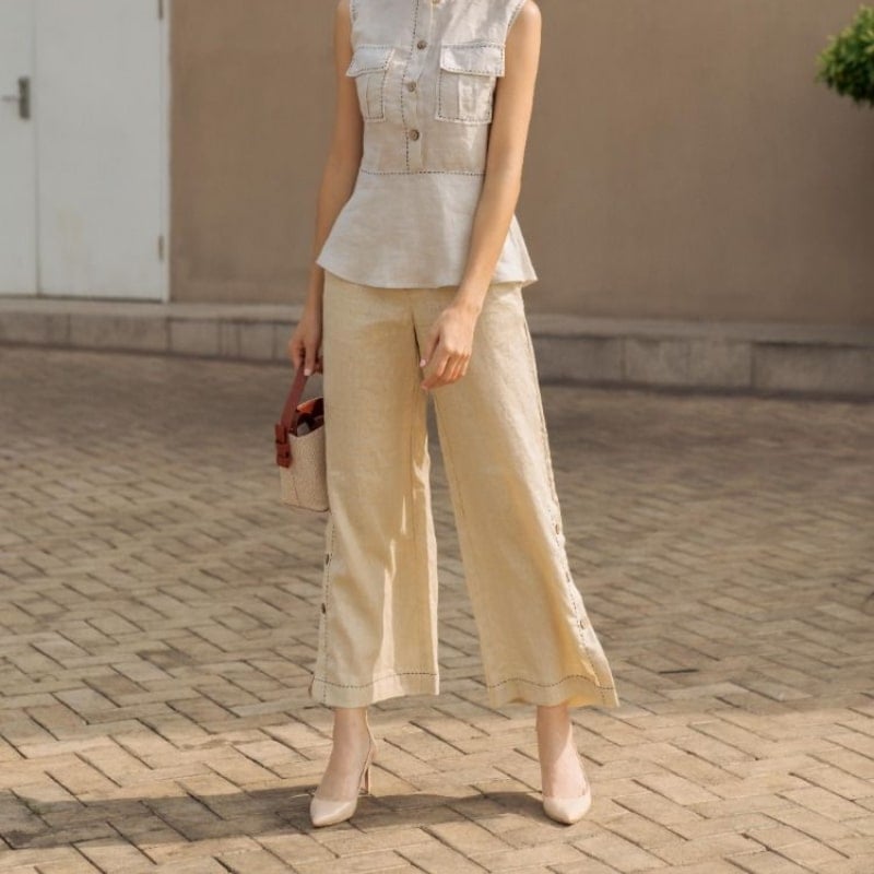 Quần linen ống rộng