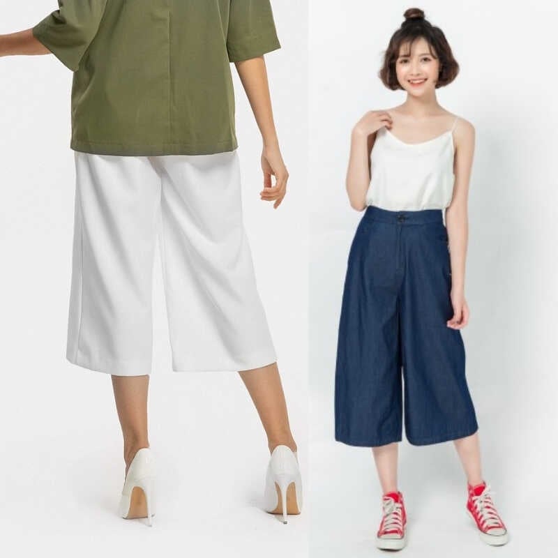 Quần culottes ngắn mặc với áo gì? note ngay 6 kiểu áo sau!