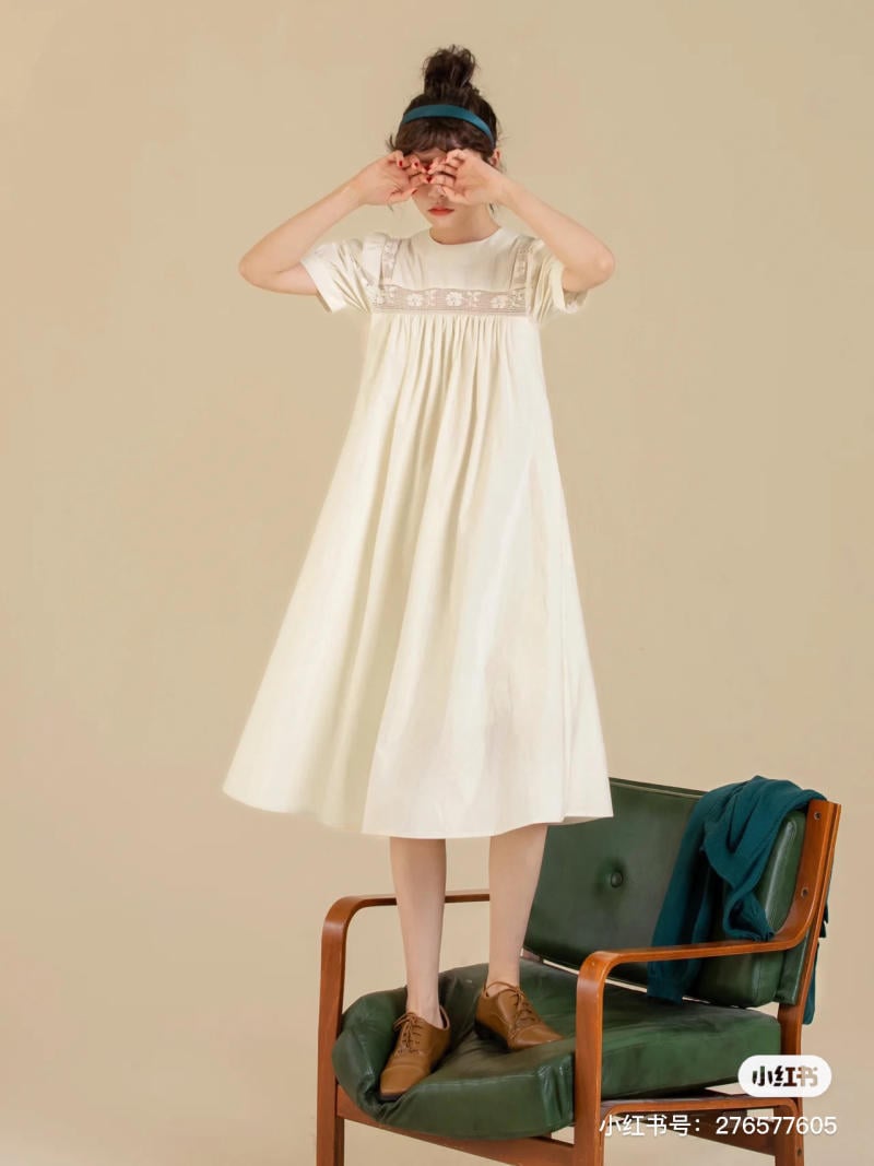 Giảm giá Váy babydoll voan xếp tầng / đầm trắng dài công chúa , sản phẩm có  kiểu dáng đơn giản, trẻ trung, thiết kế thoải mái, dễ mặc, dễ kết hợp