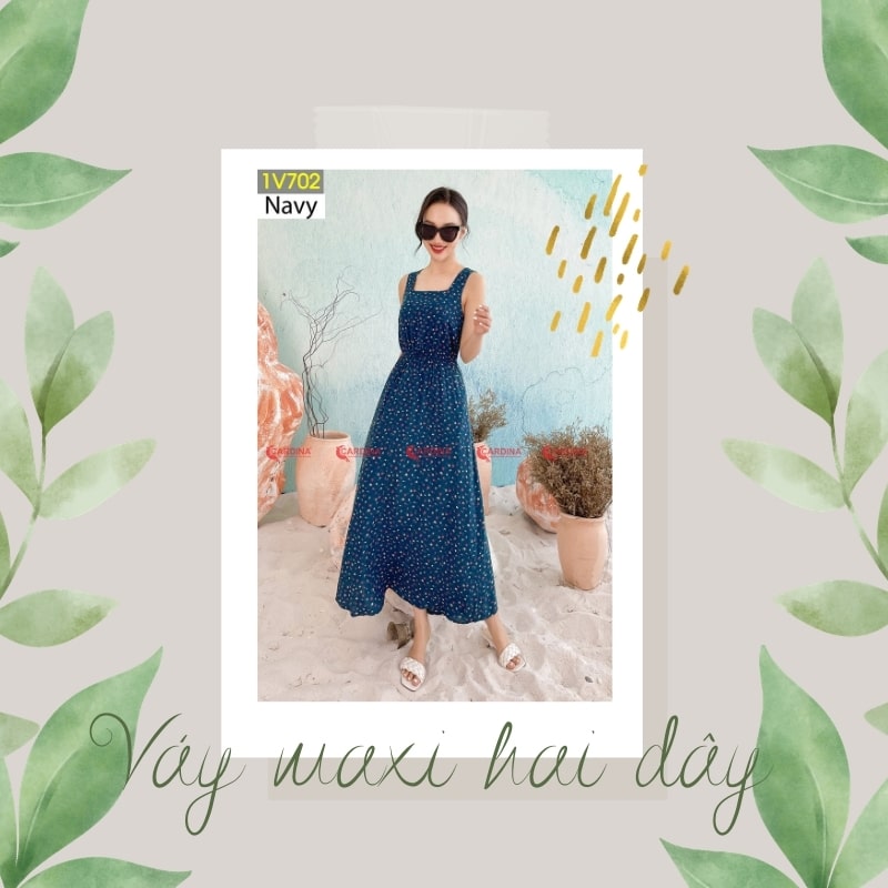 Tổng hợp mẫu váy maxi 2 dây đi biển cực xinh tại Cardina cho chị em