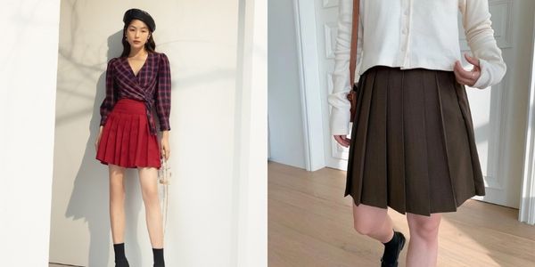 2 màu Chân váy xòe xếp ly bản to họa tiết Rosie  My Way Fashion  Thời  trang thiết kế cao cấp