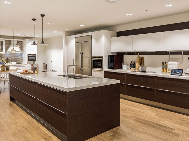 Đá nhân tạo HI-MACS sẽ giúp cho không gian phòng bếp mang vẻ đẹp hiện đại, ấm áp