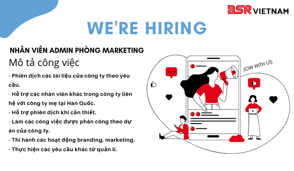NHÂN VIÊN ADMIN PHÒNG MARKETING (giao tiếp bằng tiếng Hàn)