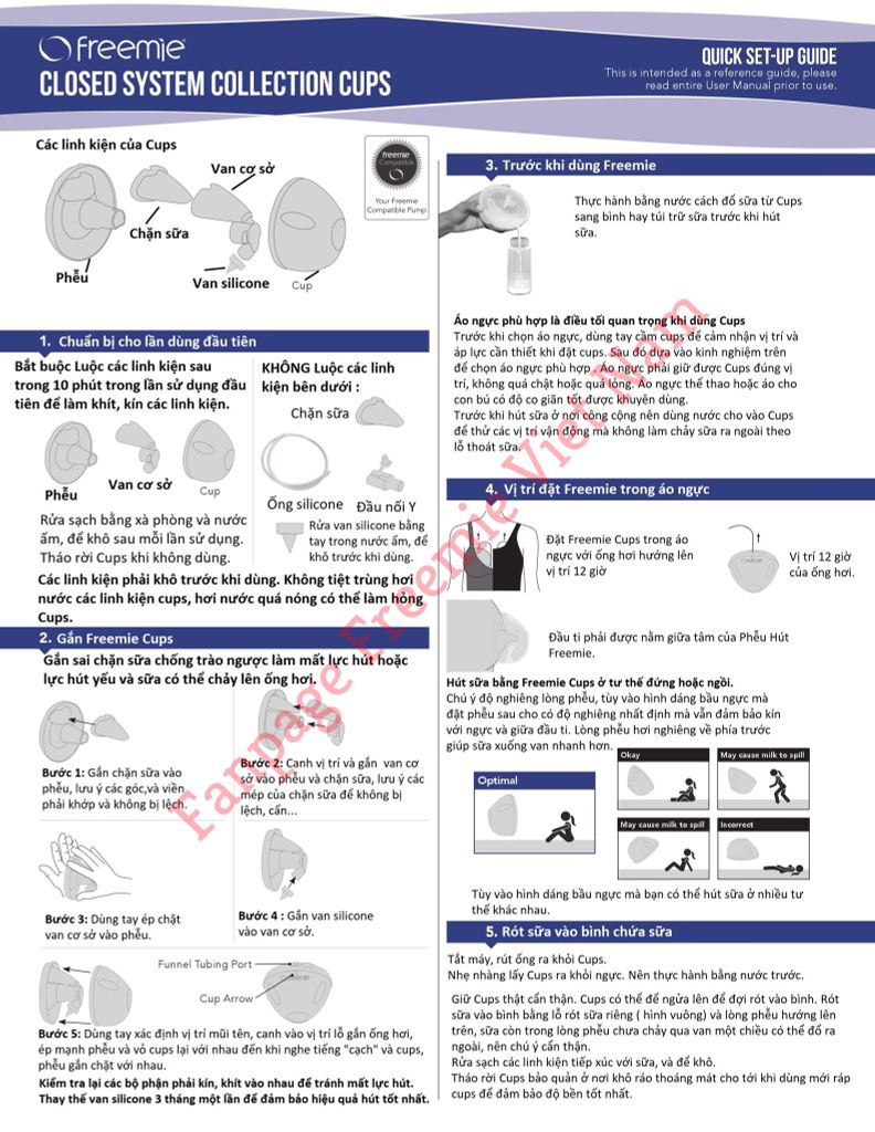 FILE HƯỚNG DẪN SỬ DỤNG NHANH CUP HÚT SỮA RẢNH TAY FREEMIE BẰNG HÌNH ẢNH