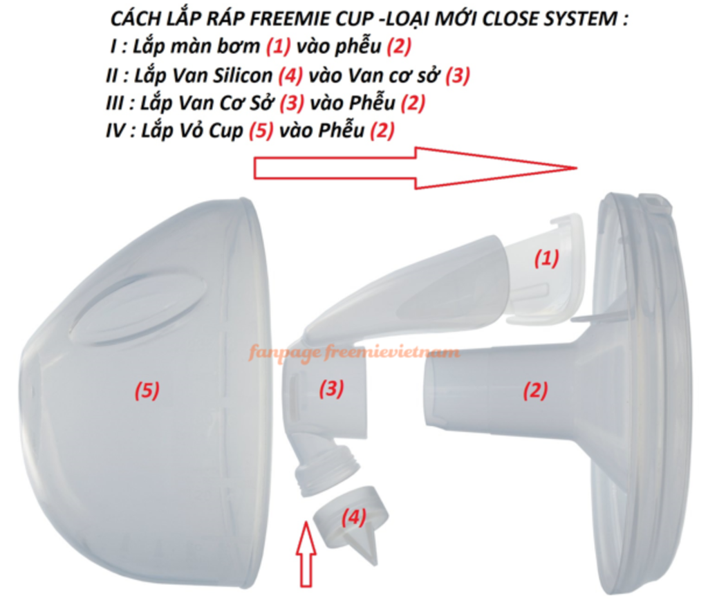 CÁCH LẮP RÁP CUP HÚT SỮA RẢNH TAY FREEMIE CLOSED SYSTEM COLLECTION CUPS BẰNG HÌNH ẢNH THẬT