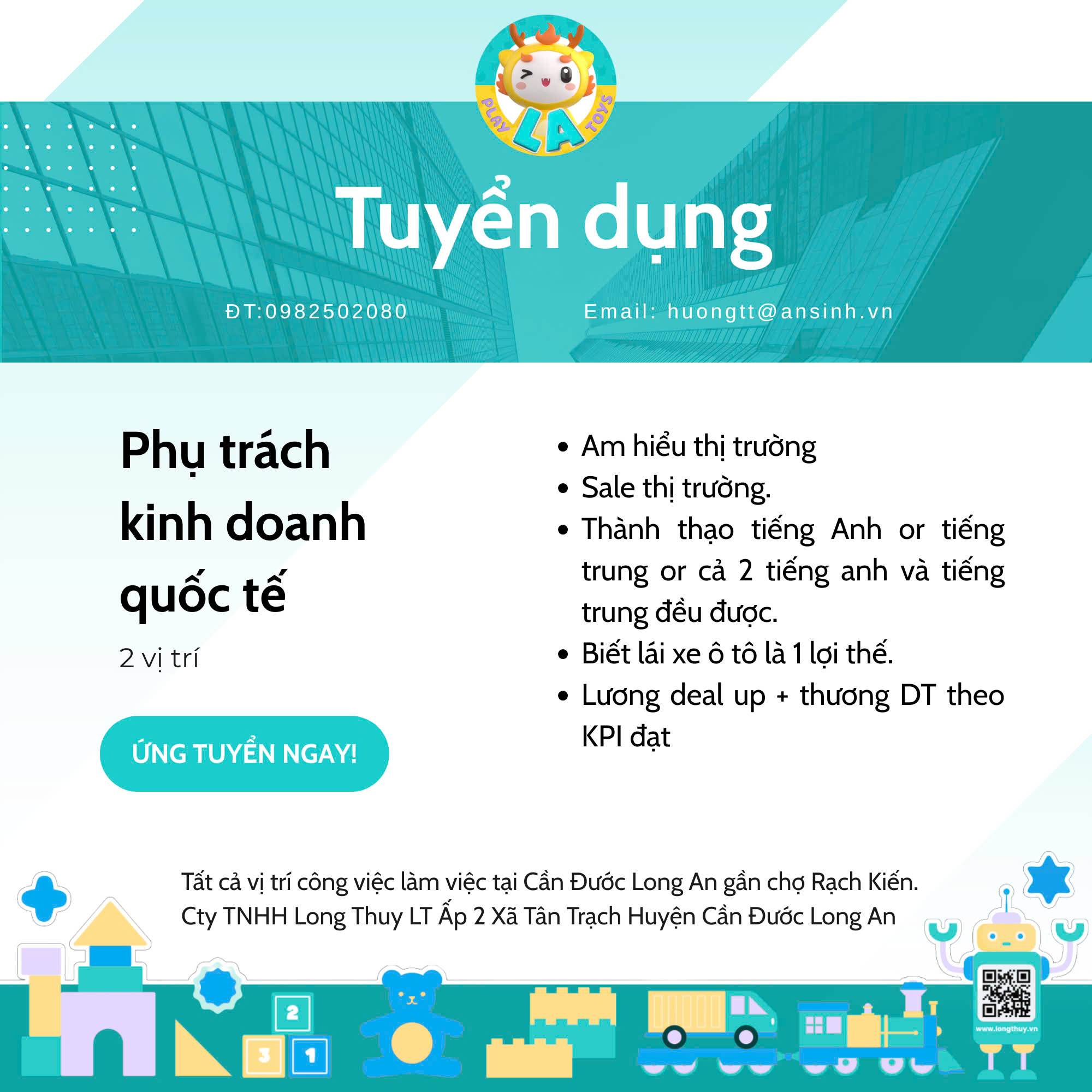 PHỤ TRÁCH KINH DOANH QUỐC TẾ (2 VỊ TRÍ)