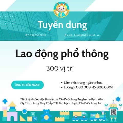 LAO ĐỘNG PHỔ THÔNG – 300 VỊ TRÍ