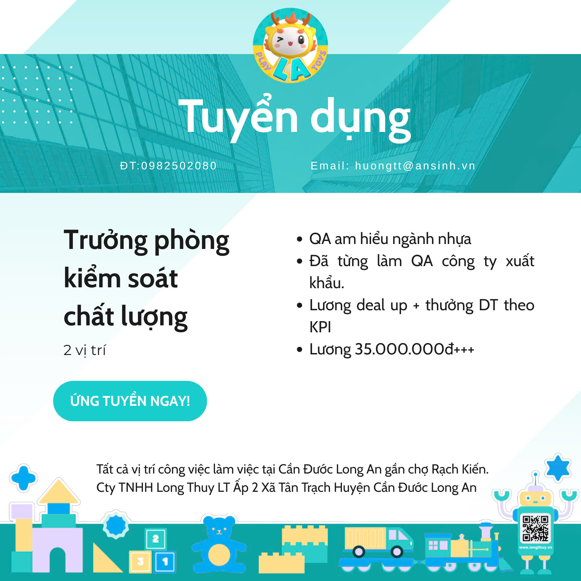 TRƯỞNG PHÒNG KIỂM SOÁT CHẤT LƯỢNG (2 VỊ TRÍ)