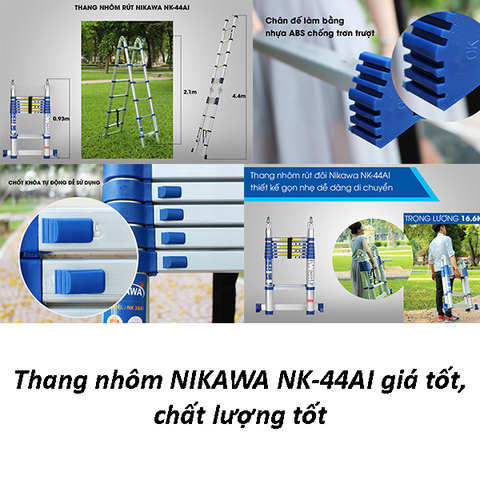 Thang nhôm rút đôi NIKAWA NK-44AI giá cả tốt, chất lượng tốt