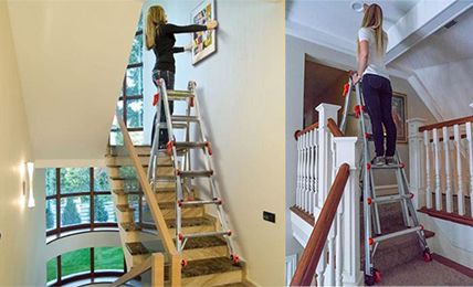 Sử dụng thang nhôm trên cầu thang thế nào cho an toàn?