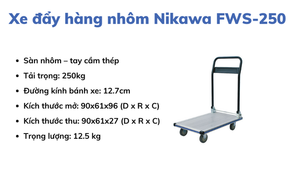 Xe đẩy hàng nhôm Nikawa FWS-250