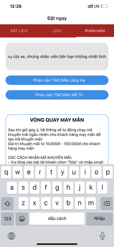 Phàn nàn qua app TMCARe rinh ngay quà tặng và mã khuyến mãi tri ân khách hàng