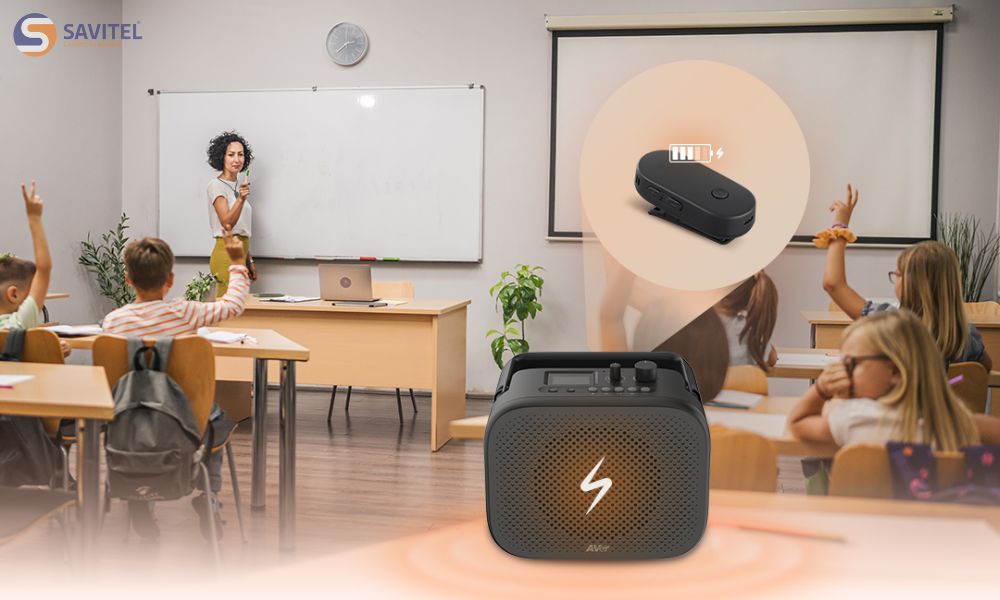 AmpliWave Go đảm bảo hoạt động liên tục trong suốt ngày dài giảng dạy