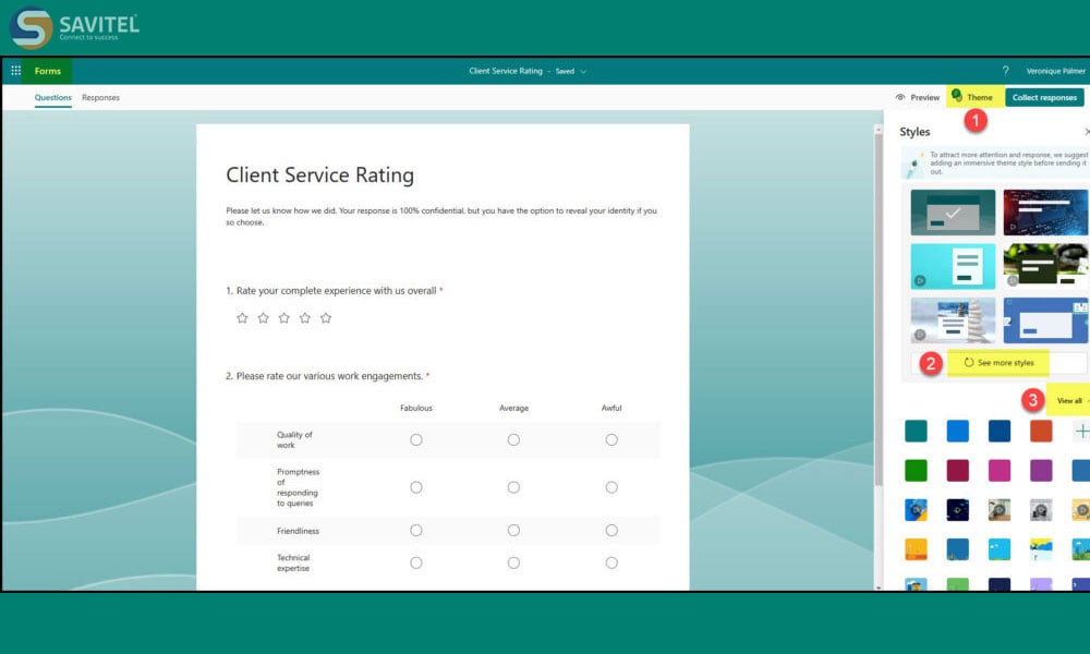 Microsoft Forms cho phép người dùng thay đổi giao diện dễ dàng