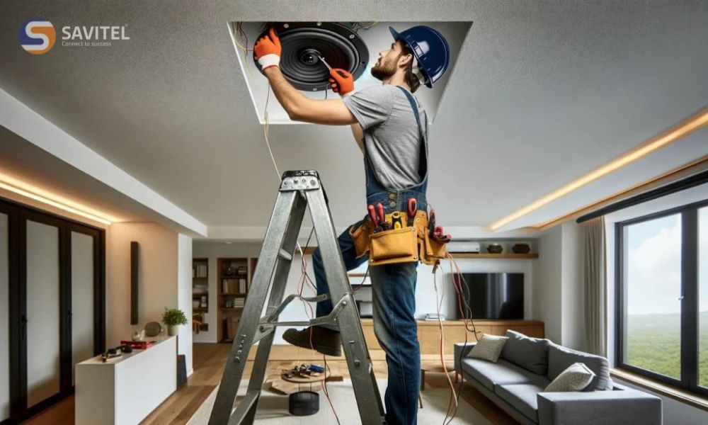 Loa âm trần dây sử dụng hệ thống dẫn tín hiệu bằng cáp