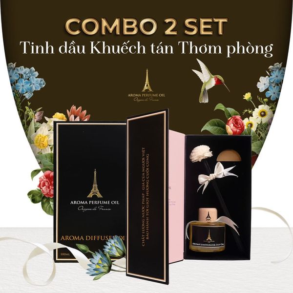 Combo 2 set tinh dầu khuếch tán thơm phòng