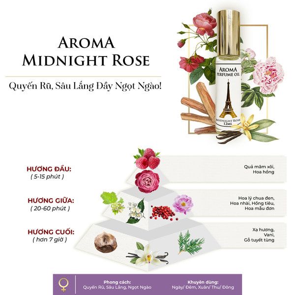 Nước hoa Aroma Midnight Rose sở hữu hương thơm đặc trưng