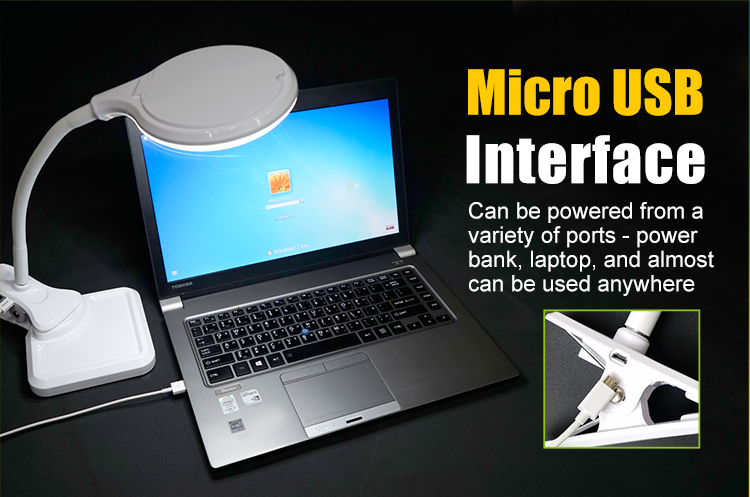 Kính lúp kẹp bàn Pro’sKit MA-1010U – đèn LED USB + kính phóng đại 1.75×