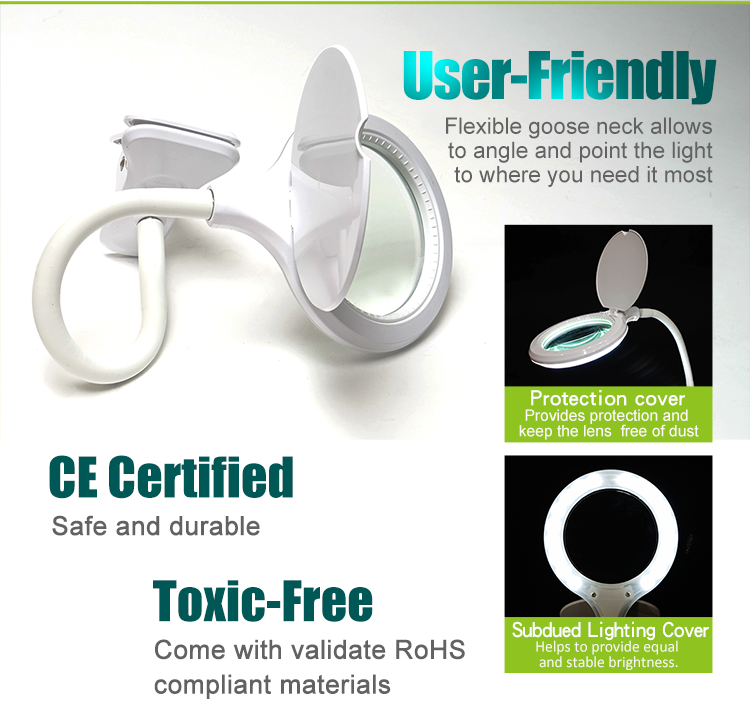 Kính lúp kẹp bàn Pro’sKit MA-1010U – đèn LED USB + kính phóng đại 1.75×