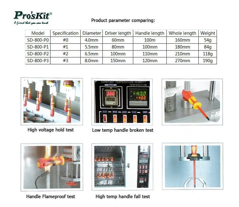 Vít bake cách điện 1000V Proskit SD-800-P series