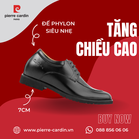 Giày Tây Nam Pierre Cardin Tăng Chiều Cao (+7cm) - Đế Phylon Siêu Nhẹ