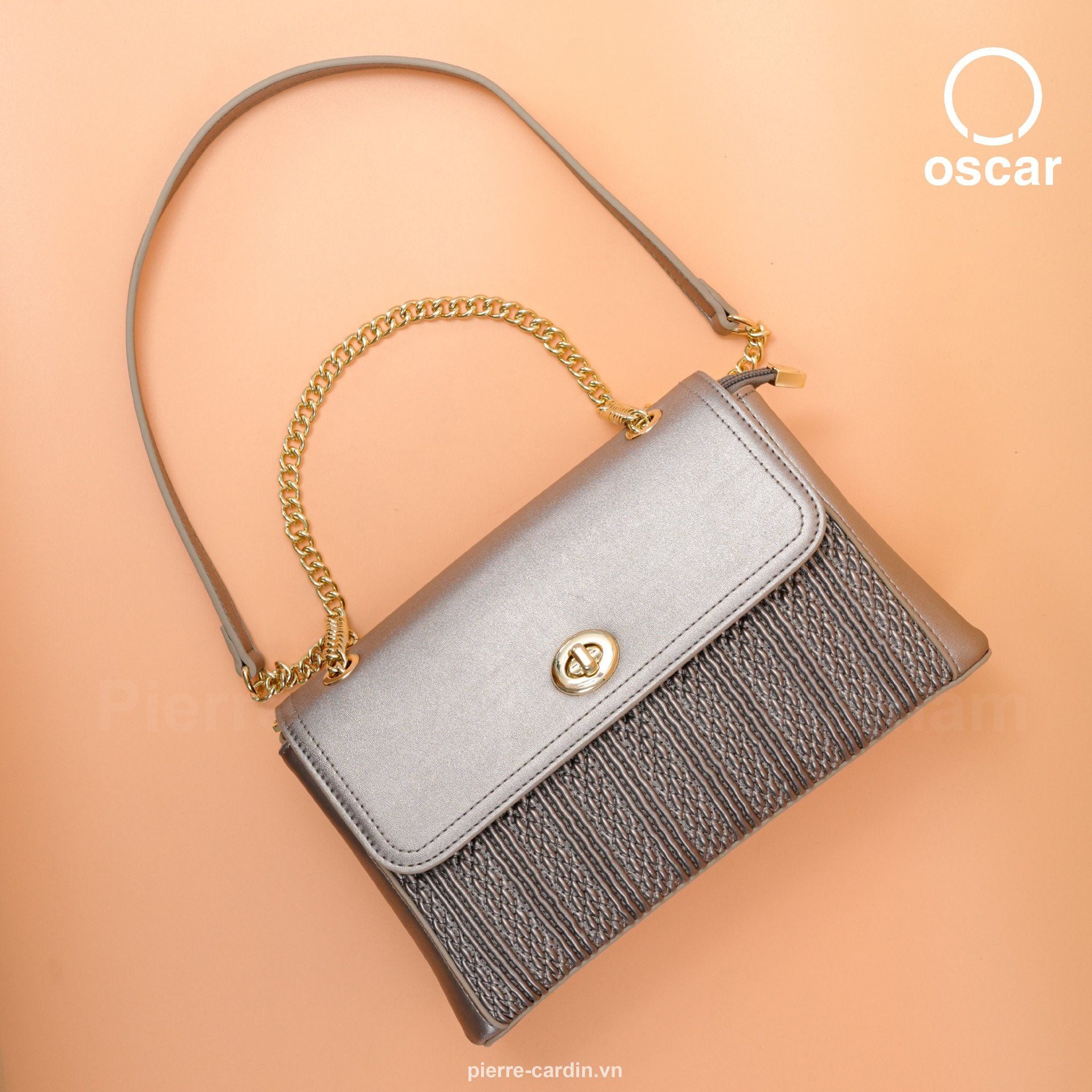 Pierre Cardin Paris Vietnam | Túi Flap Bag Thời Trang Nữ Phong Cách Haute Couture Oscar Fashion - OCWHBSJ 107 (BEIGE)