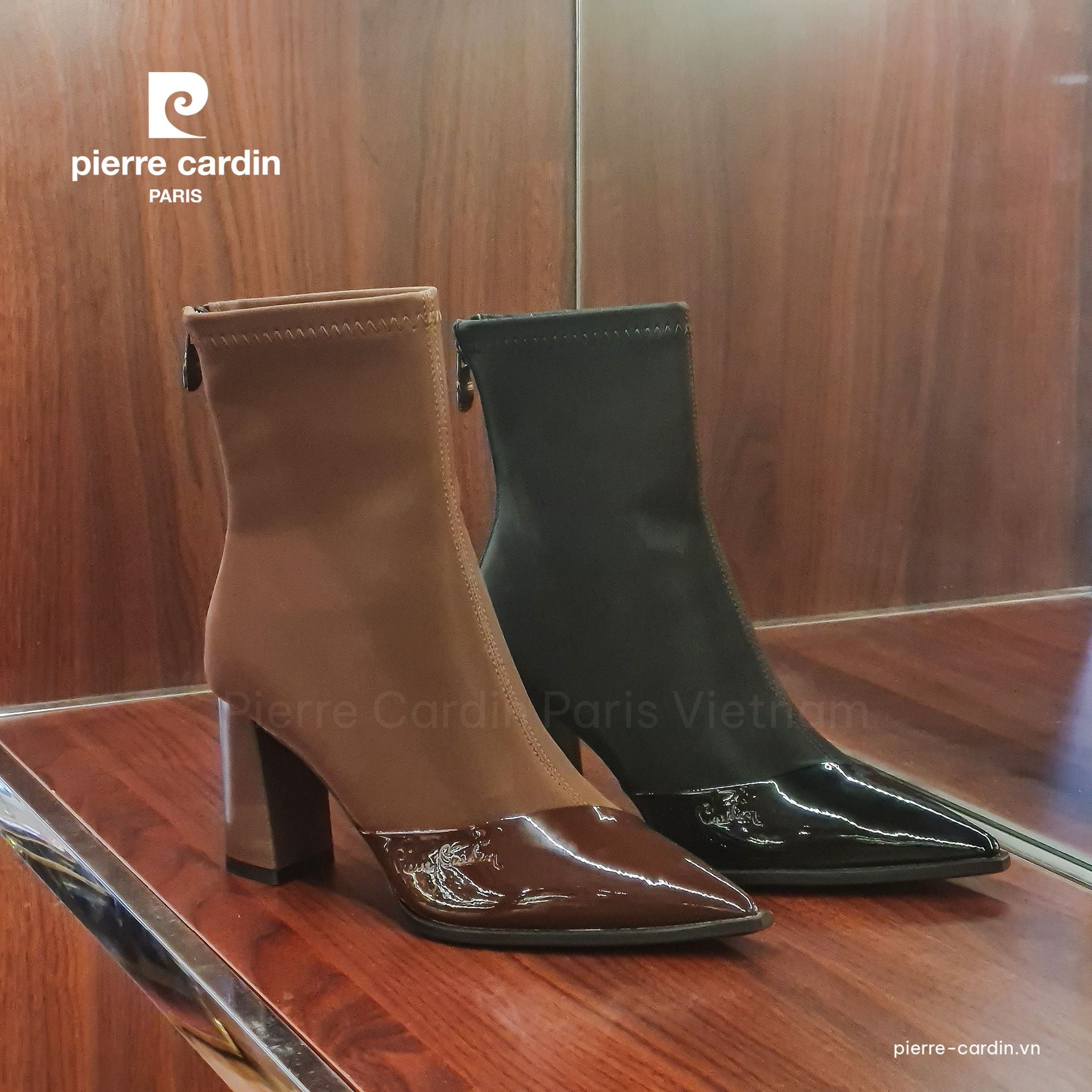 Pierre Cardin Paris Vietnam | Bốt Nữ Cổ Cao Phiên Bản Đặc Biệt Pierre Cardin - PCWFWSI 263 (BLACK & BROWN)