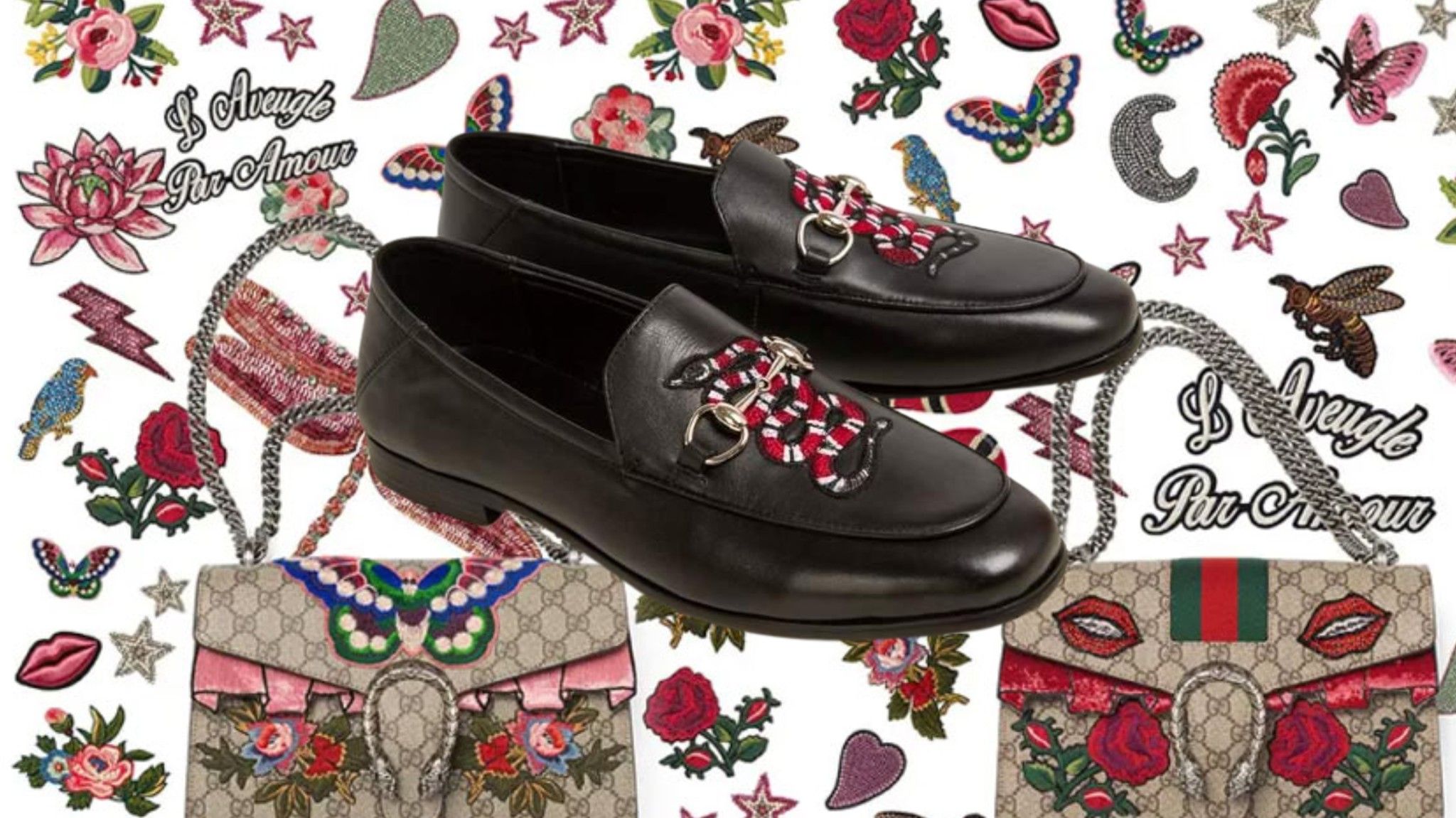 Rắn ba màu đỏ-trắng-đen xuất hiện trên các phụ kiện, quần áo của thương hiệu GUCCI
