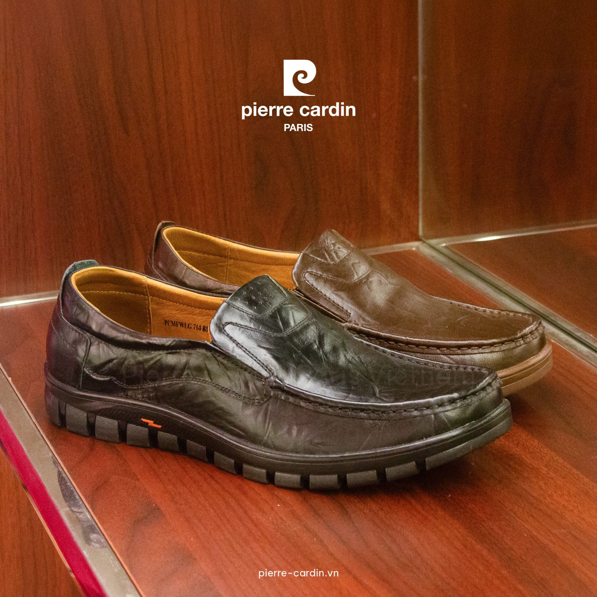 Pierre Cardin Paris Vietnam | Giày Mọi Hàng Hiệu Pierre Cardin - PCMFWLG 714 (BLACK & BROWN)