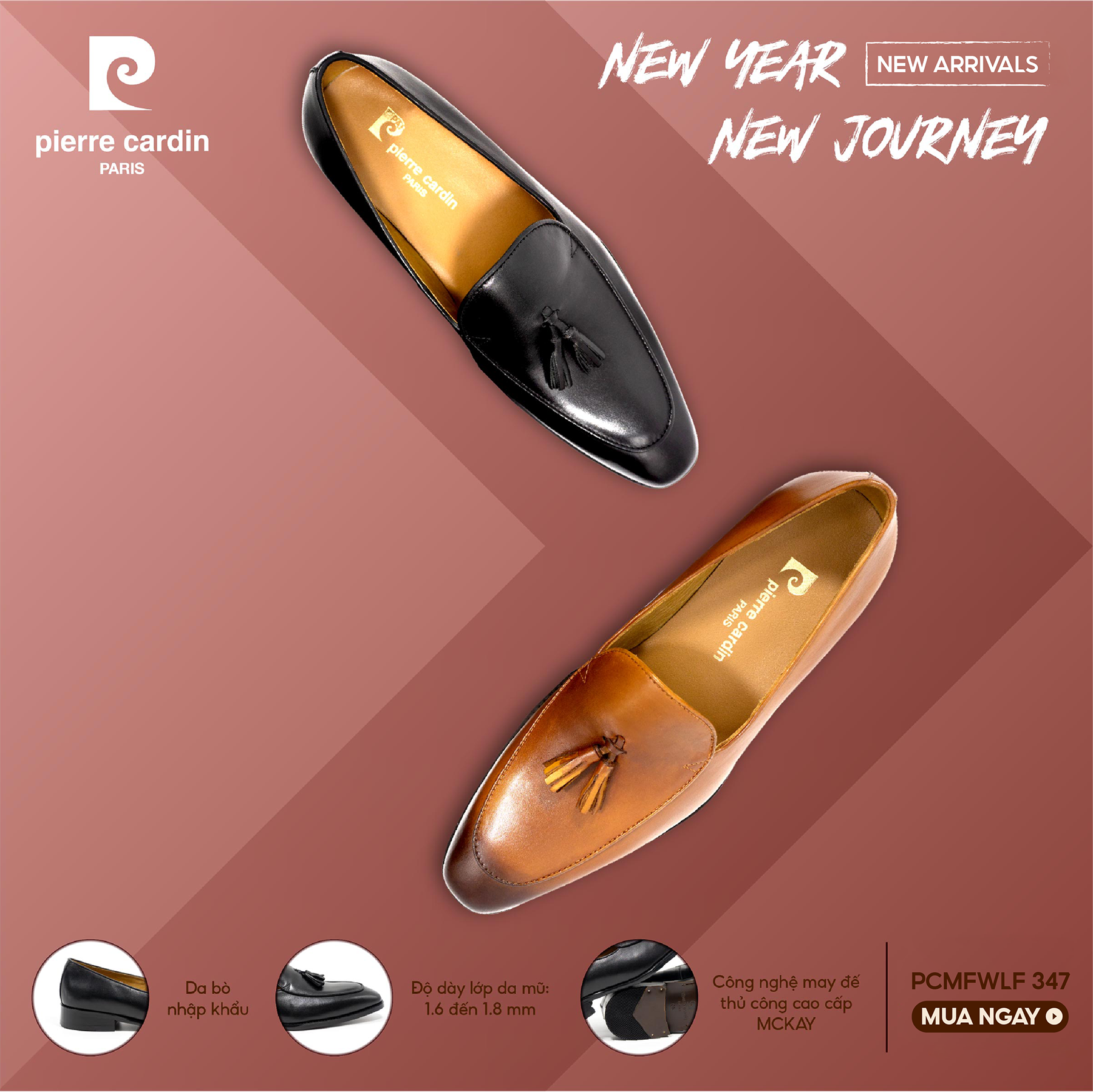 Pierre Cardin Paris Vietnam: Giày Tassel Loafer Pierre Cardin - PCMFWLG 347 (Black & Brown)