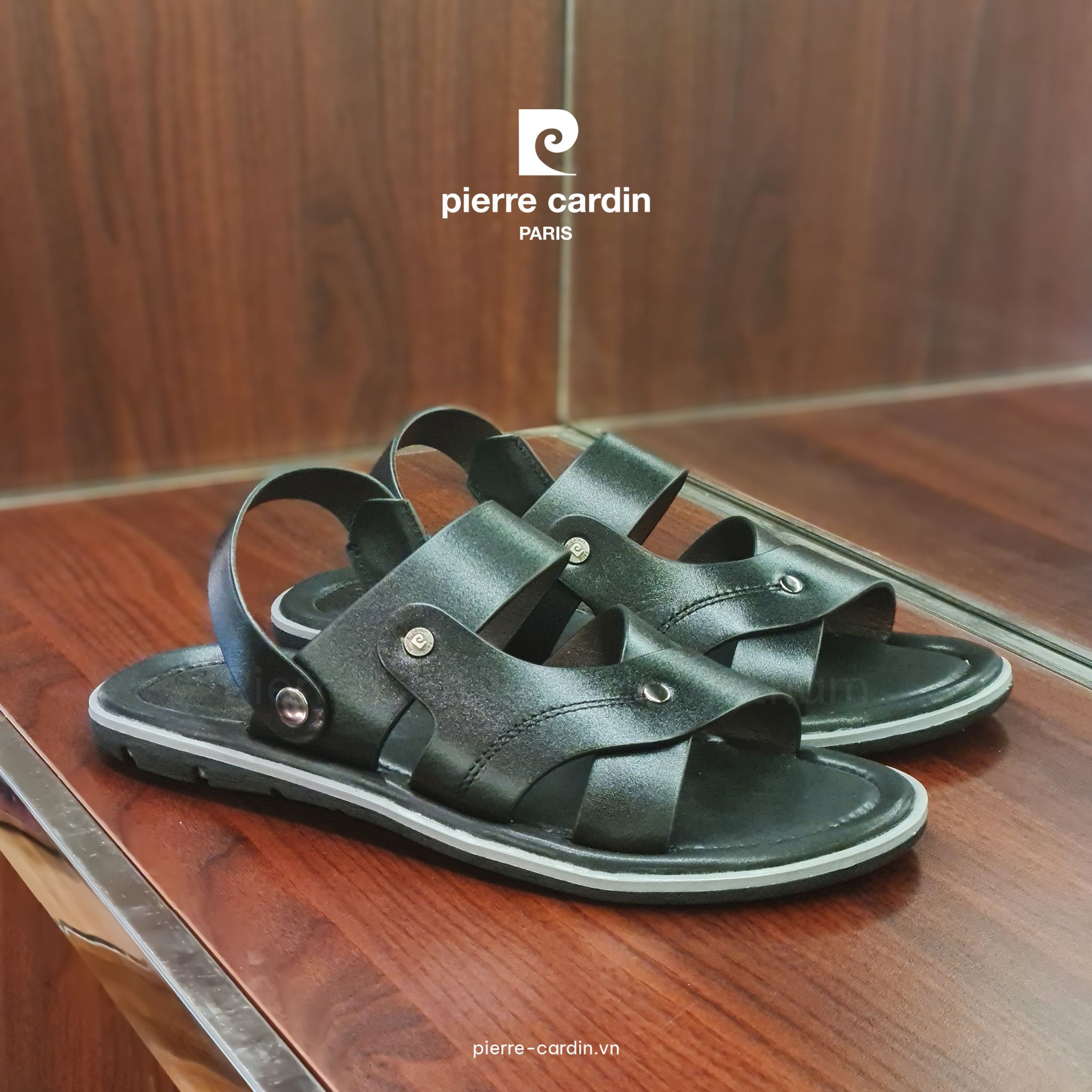 Pierre Cardin Paris Vietnam | Sandals Nam Hàng Hiệu Pierre Cardin - PCMFWLG 157 (BLACK)