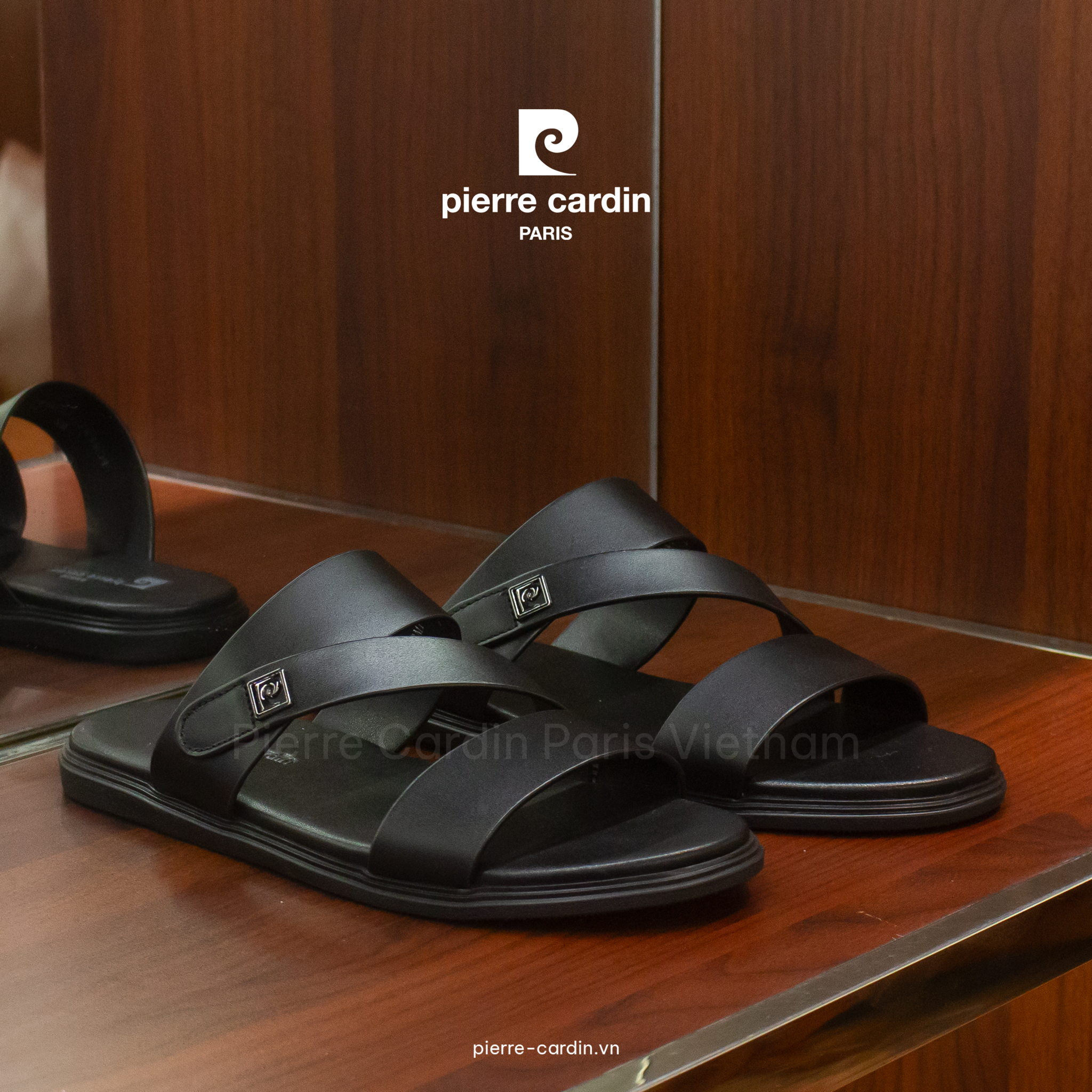 Pierre Cardin Paris Vietnam: Dép Da Hàng Hiệu Pierre Cardin - PCMFWLI 161 (BLACK)