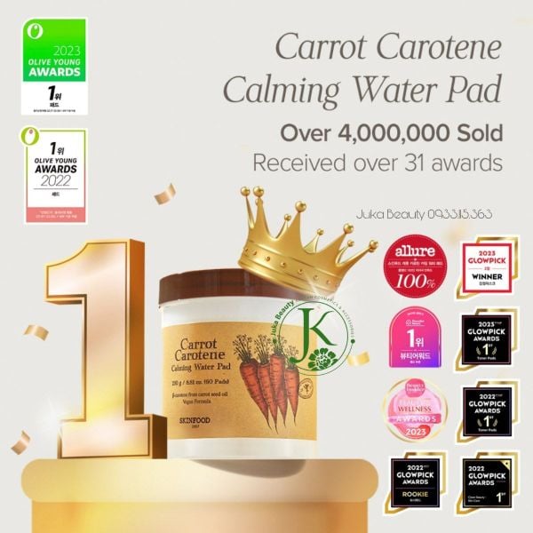 Miếng Bông Dưỡng Làm Dịu Da Skinfood Carrot Carotene Calming Water Pad 60 miếng