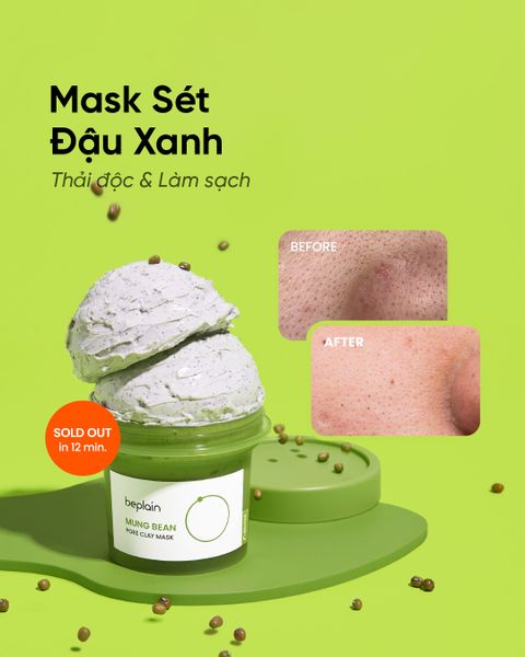 Mặt Nạ Đất Sét Đậu Xanh Beplain Mung Bean Pore Clay Mask 120ml