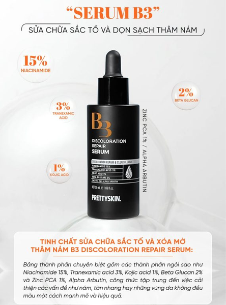 Tinh Chất PrettySkin B3 Discoloration Repair Serum 50ml